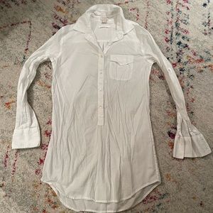 J. Crew white tunic 1/4 button up
